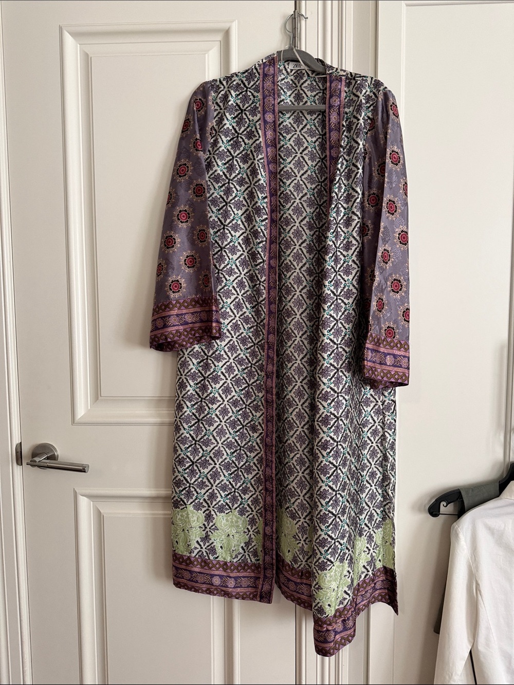 Zara Purple and Teal Printed Kimono Cardigan